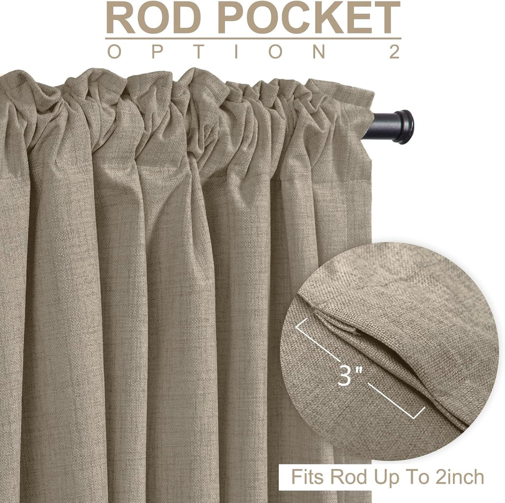 100BlackoutShield 100% Blackout Shield Linen Blackout Curtains for Bedroom 84 Inches Long, Back Tab/Rod Pocket Living Room Drapes, Thermal…