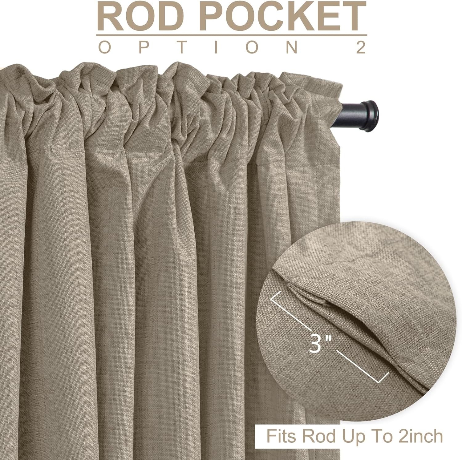 100BlackoutShield 100% Blackout Shield Linen Blackout Curtains for Bedroom 84 Inches Long, Back Tab/Rod Pocket Living Room Drapes, Thermal…