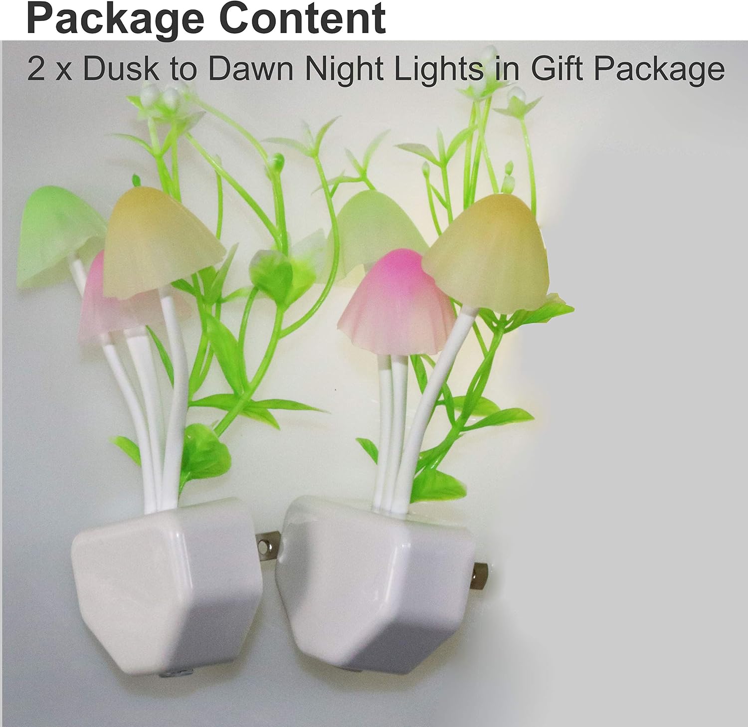 AUSAYE 2 Pack LED Sensor Night Light Plug-in NightLight Color Changing Lamp Mushroom Decor, Mini Cute Night Lights for Kids Adults…