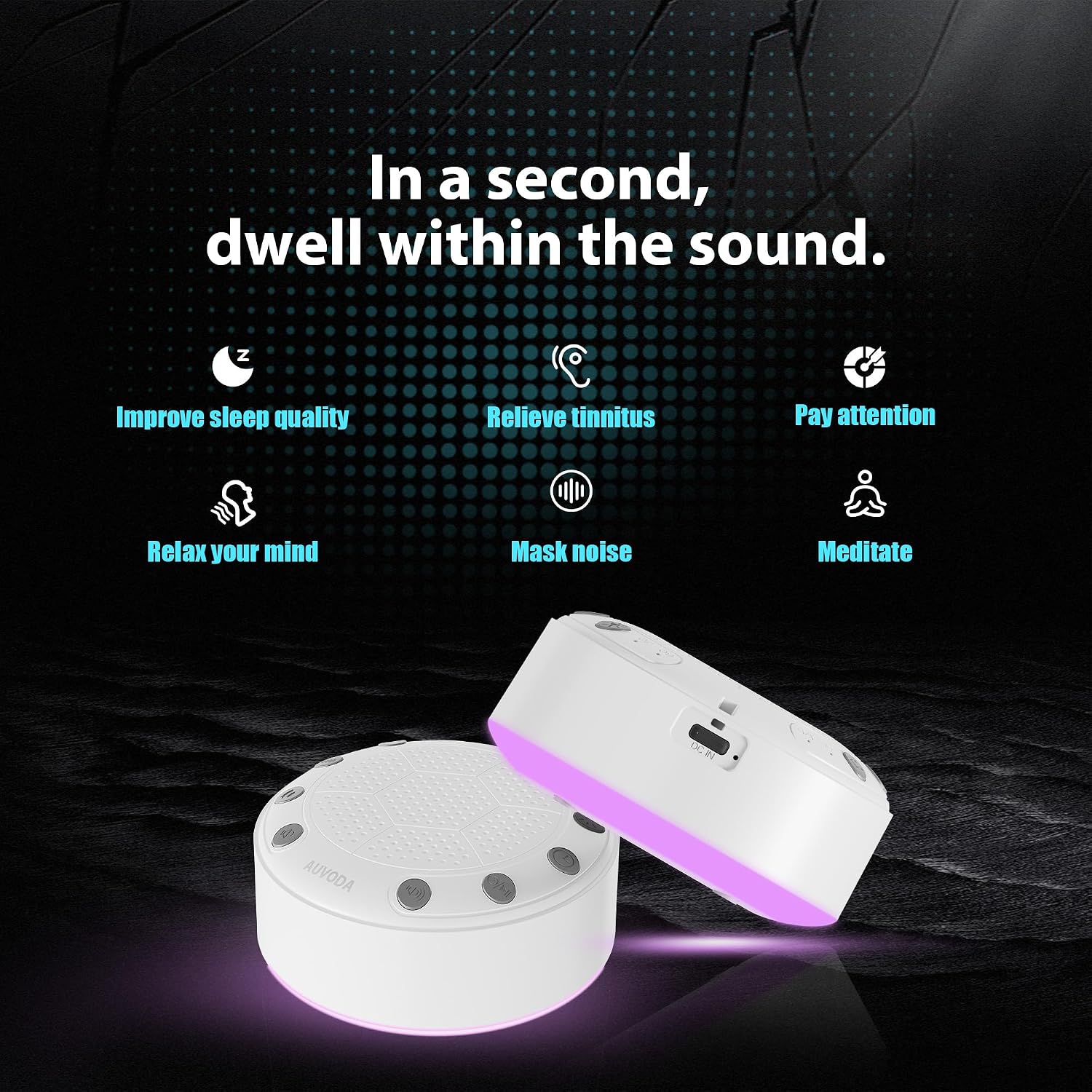 Auvoda S318 Sound Machine, White Noise Sound Machine for Sleep, Baby, Kids, Adults, Home, Office, Travel, Portable, 25 Non-Looping Sounds,…