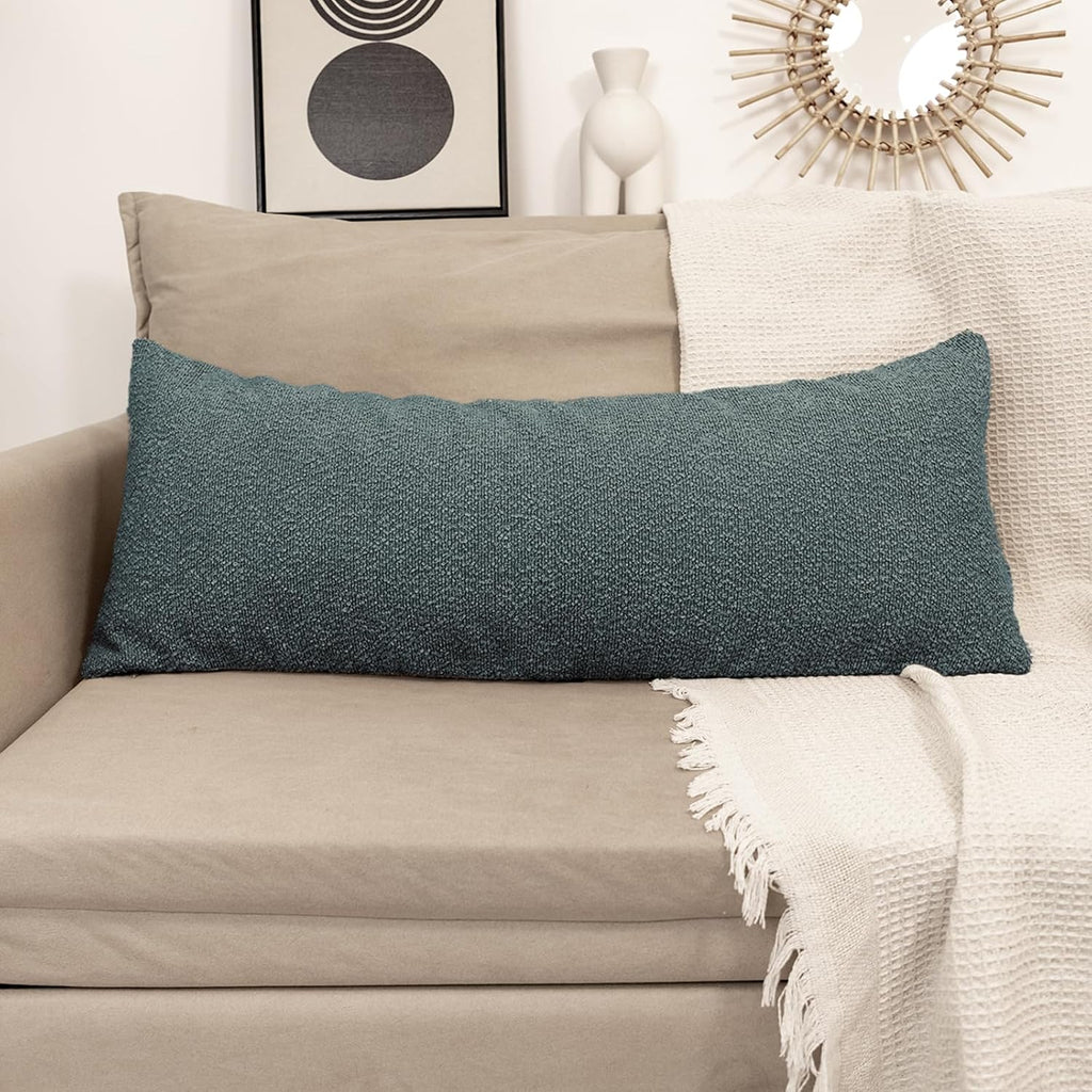 JoraLion 20x54 inch Neutral Boucle Body Pillow Cover, Dusty Blue Long Pillow Cover Cozy Soft Cushion Case for Couch Sofa Bed Living Room…