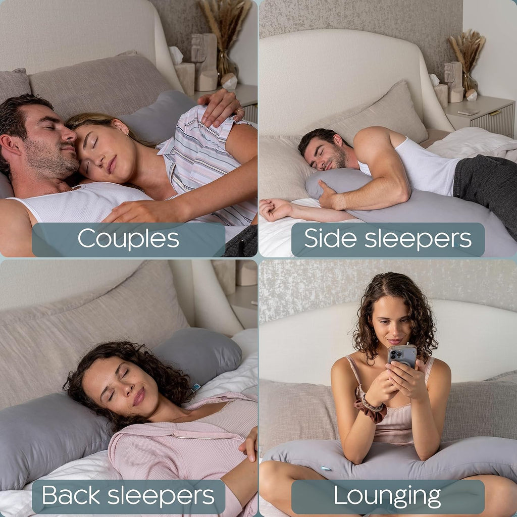 SleepCloud Weighted Body Pillow 6.5lbs - Weighted Pillow for Deeper Sleep (41" x 10") - Cooling Body Pillows for Adults, Full Body Pillow…