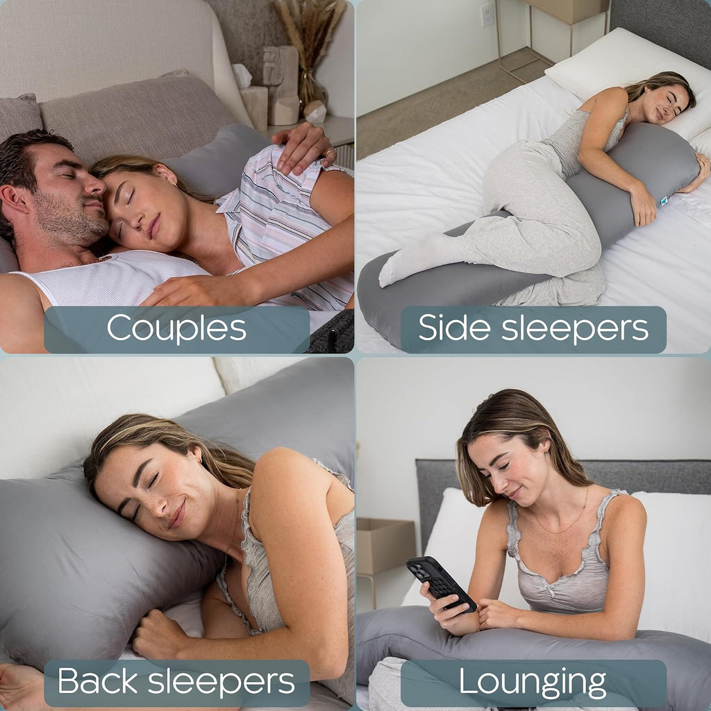 SleepCloud Weighted Body Pillow 8lbs - Weighted Pillow for Deeper Sleep (48" x 14") - Cooling Body Pillows for Adults, Full Body Pillow…