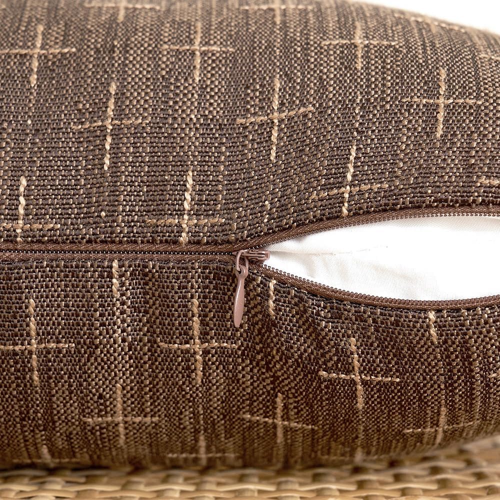 MIULEE Pack of 2 Decorative Vintage Burlap Linen Brown Throw Pillow Covers Modern Farmhouse Pillowcase Rustic Woven Textured Cushion…