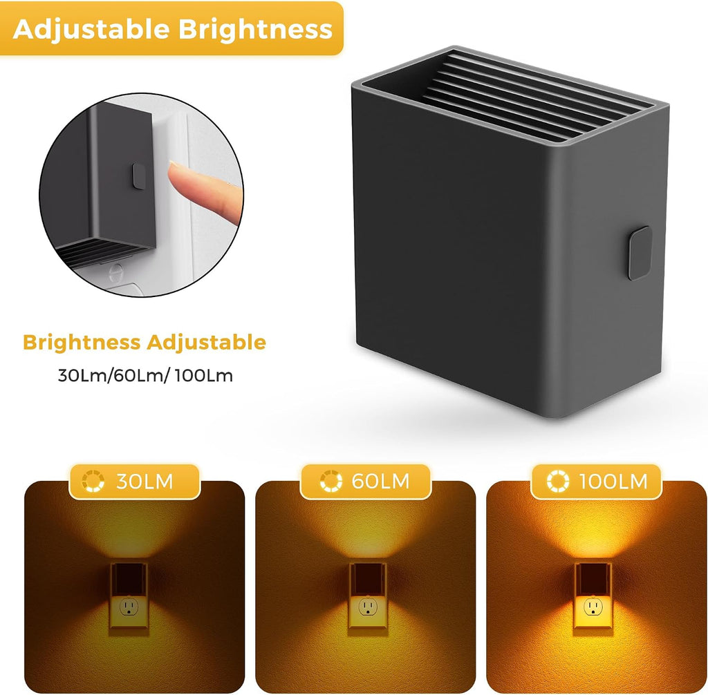 L LOHAS LED Night Light, Night Lights Plug into Wall,[2-Pack] Dimmable Night Light with Light Sensor,1800K Amber Light, Modern Nightlight…