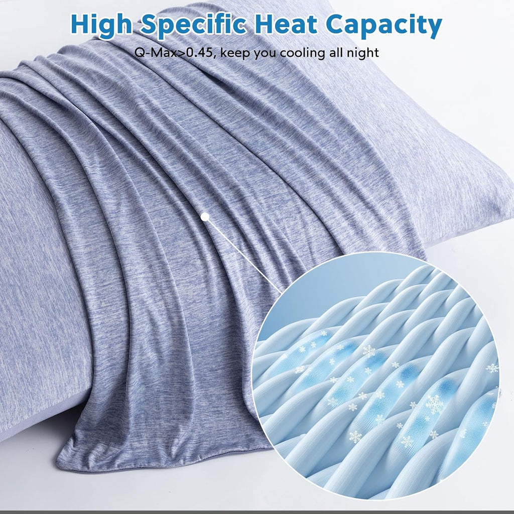 Homfine Cooling Pillowcase Body Size - Double Side Q-Max 0.439 Cooling Fiber for Pillow Protector, Breathable Long Cold Pillow Cover for Ho…
