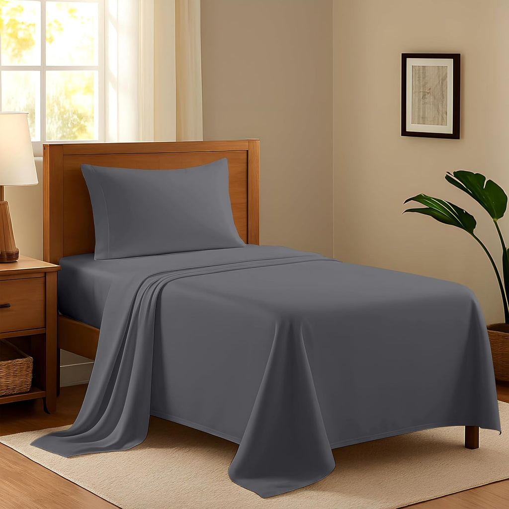 AshtonSheets 100% Egyptian Cotton Twin XL Bed Sheets Set - Luxury 600 Series Refined Collection Sheet for Twin XL Size Bed (3 PC, Dark Grey…