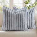 decorUhome Cozy Faux Fur Throw Pillow Covers 20x20 Set of 2 Decorative Soft Plush Striped Modern Farmhouse Boho Couch Pillow Cases with Vel…