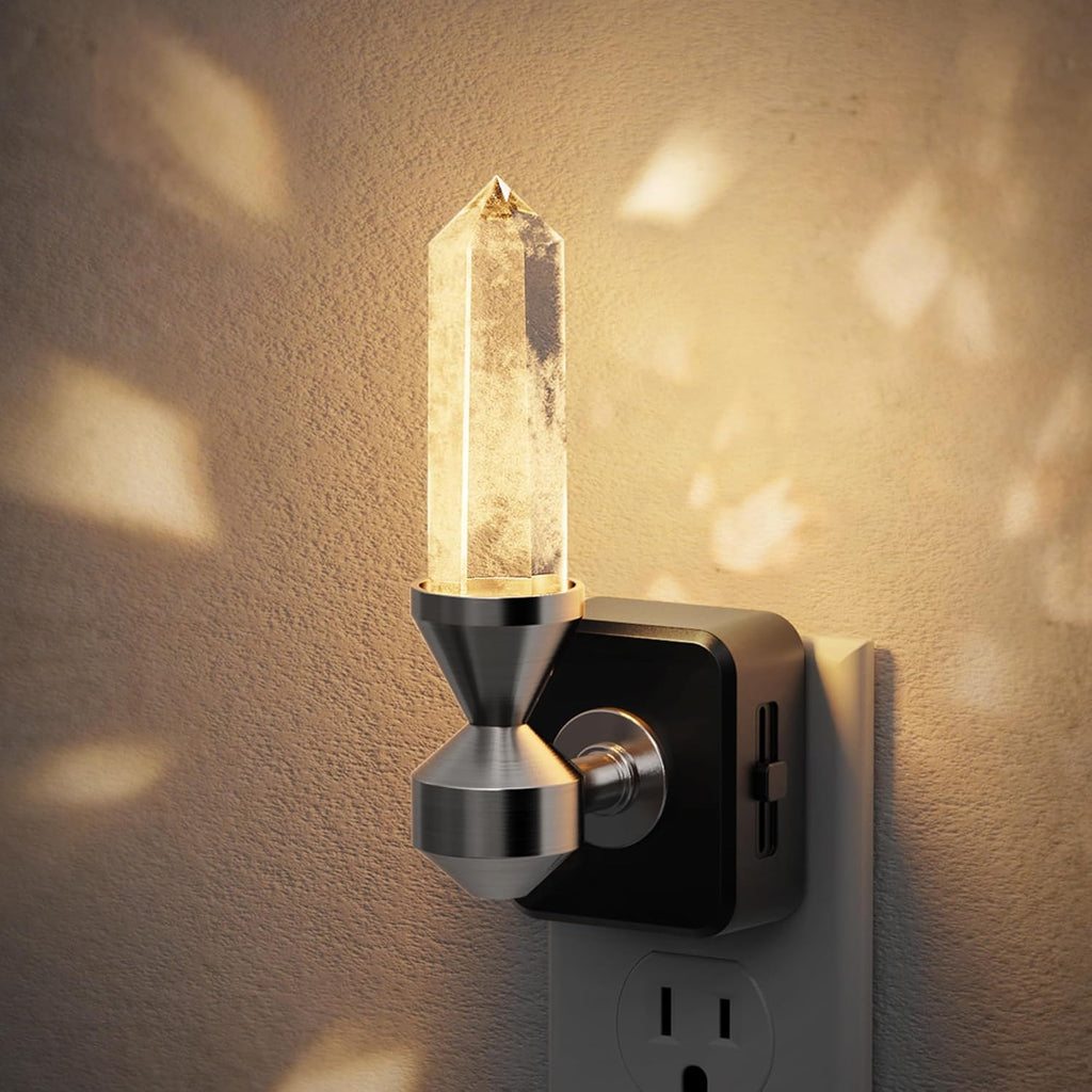 JandCase Healing Crystals LED Night Light Plug into Wall, Dimmable Night Lights witih Clear Quartz Tower, Dusk to Dawn Sensor Nightlights…