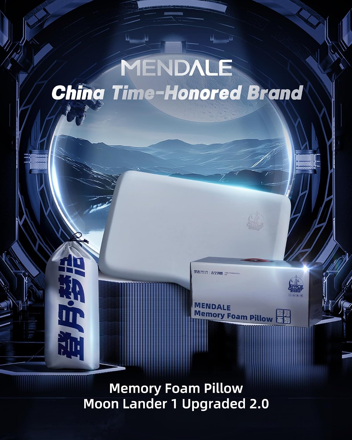 Mendale Memory Foam Pillows for Sleeping, Cooling Bed Pillow for Neck, Queen Size Contour Design for Side Back Stomach Sleepers with Trave…