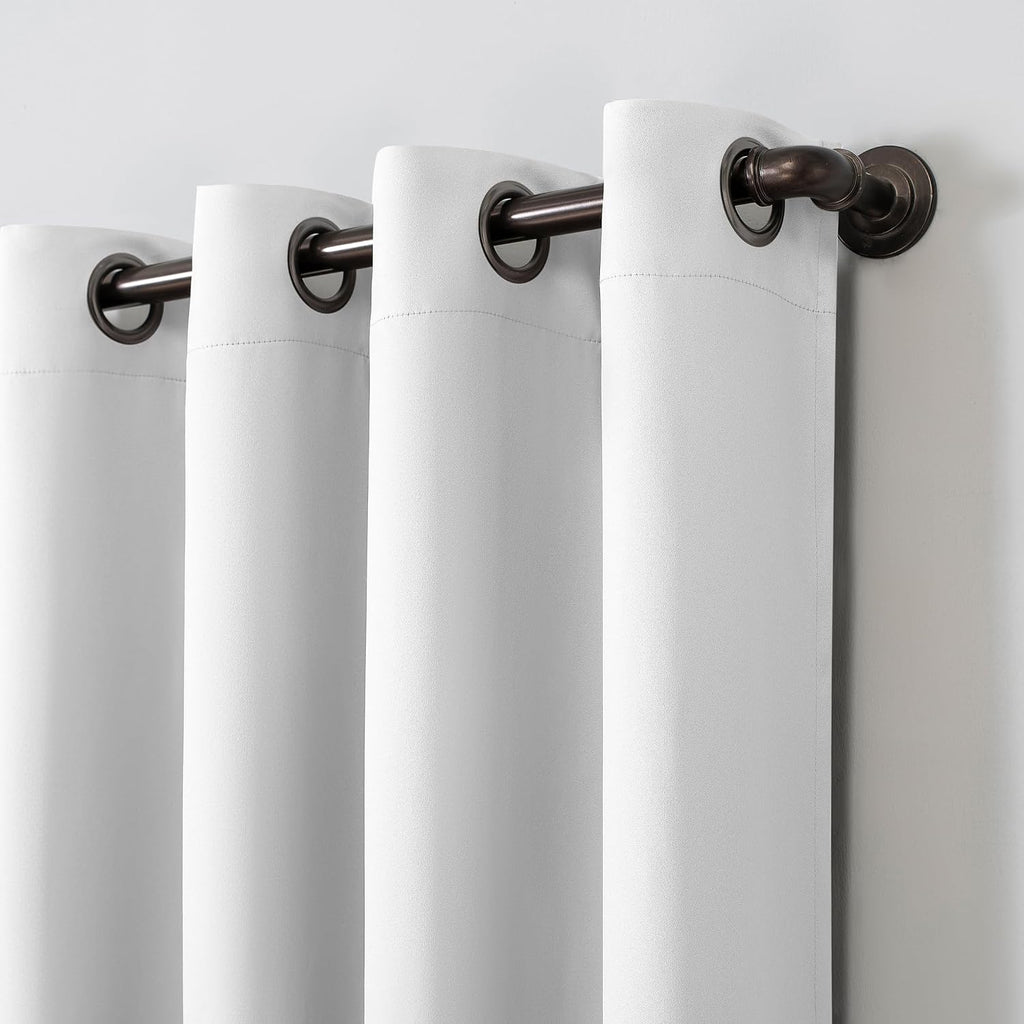 Sun Zero Nordic 2-Pack Theater Grade Noise Reducing Extreme 100% Blackout Grommet Curtain Panel Pair, 52" x 54", White