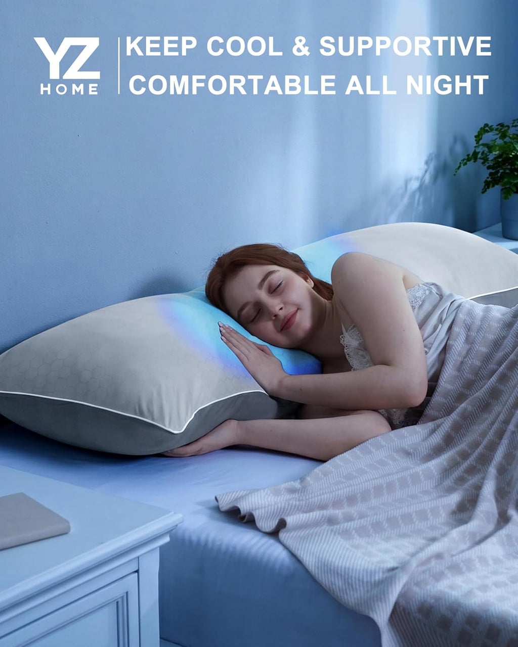 YZ HOME Cooling Body Pillow for Adults, Cold Touch Fabric, Blue Shredded Memory Foam, Support for Side Back Stomach Sleepers, Removable…