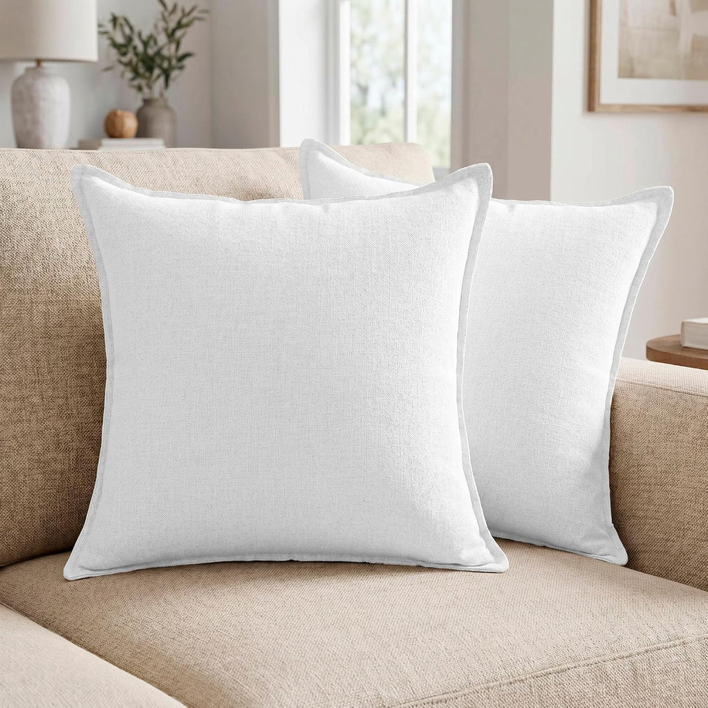 Symplora Cotton Linen Throw Pillow Covers Set of 2, Breathable Non Pilling Decorative Pillow Covers, Machine Washable Cushion Case for…