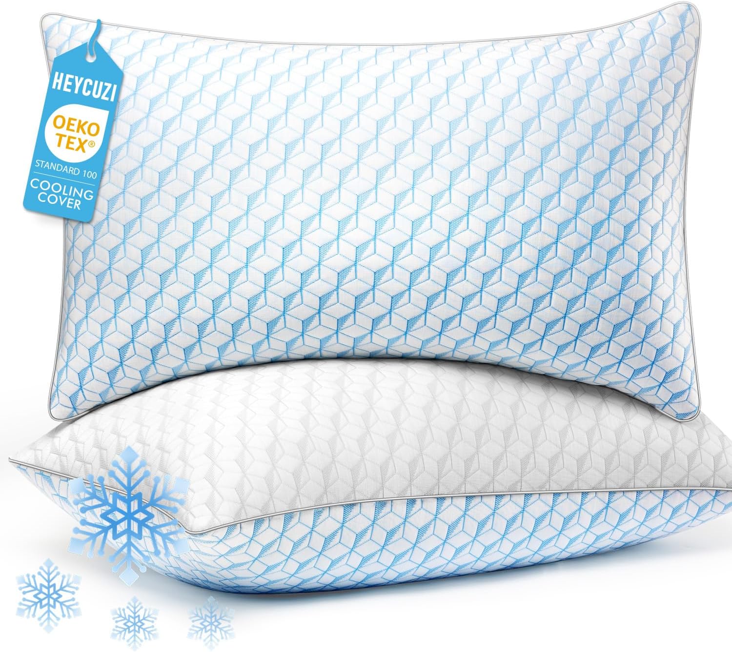 Heycuzi Bed Pillows Queen Size for Sleeping - Breathable Cooling Down Alternative Soft Pillows Set of 2 for Side, Back, and Stomach Sleeper…