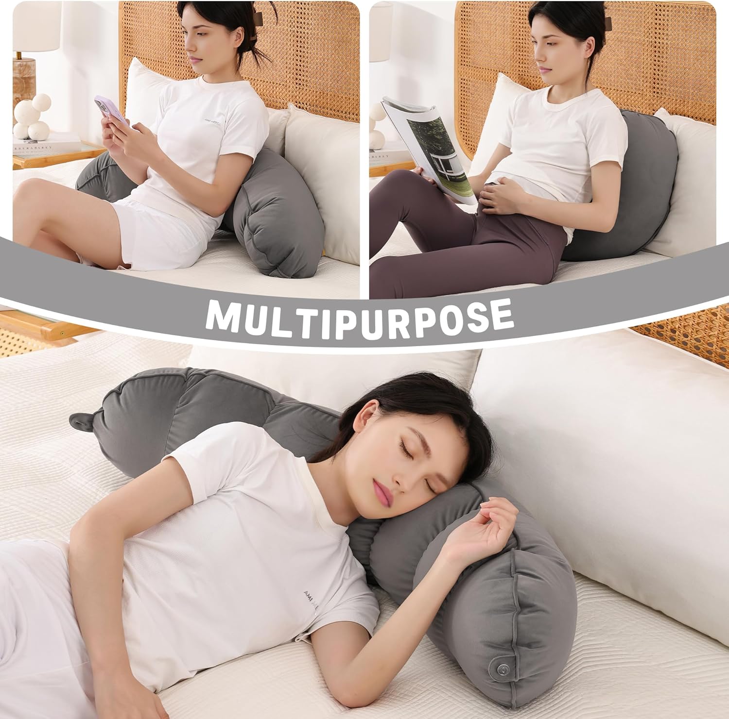 Peallow(Pat. Pend) – Long Round Body Pillow for Adults, Bolster Pillow for Sleeping, Soft and Supportive Pillow for Sleeping & Lumbar…