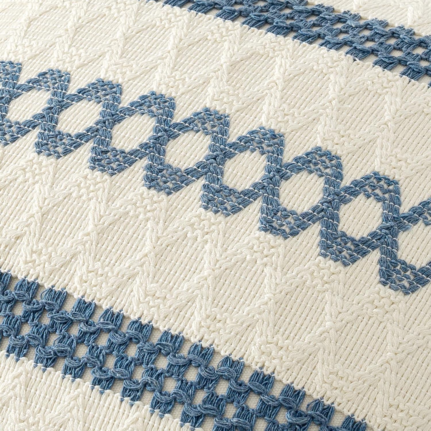 MIULEE Set of 2 Coastal Blue Boho Decorative Lumbar Pillow Covers 12x20 Inch Farmhouse Rustic Couch Throw Pillows Modern Summer Cushion…