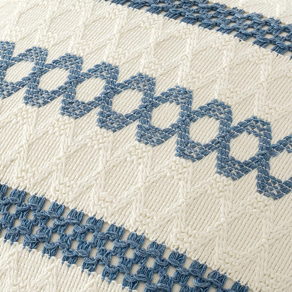MIULEE Set of 2 Coastal Blue Boho Decorative Pillow Covers 18x18 Inch Farmhouse Rustic Couch Throw Pillows Modern Summer Cotton Cushion…