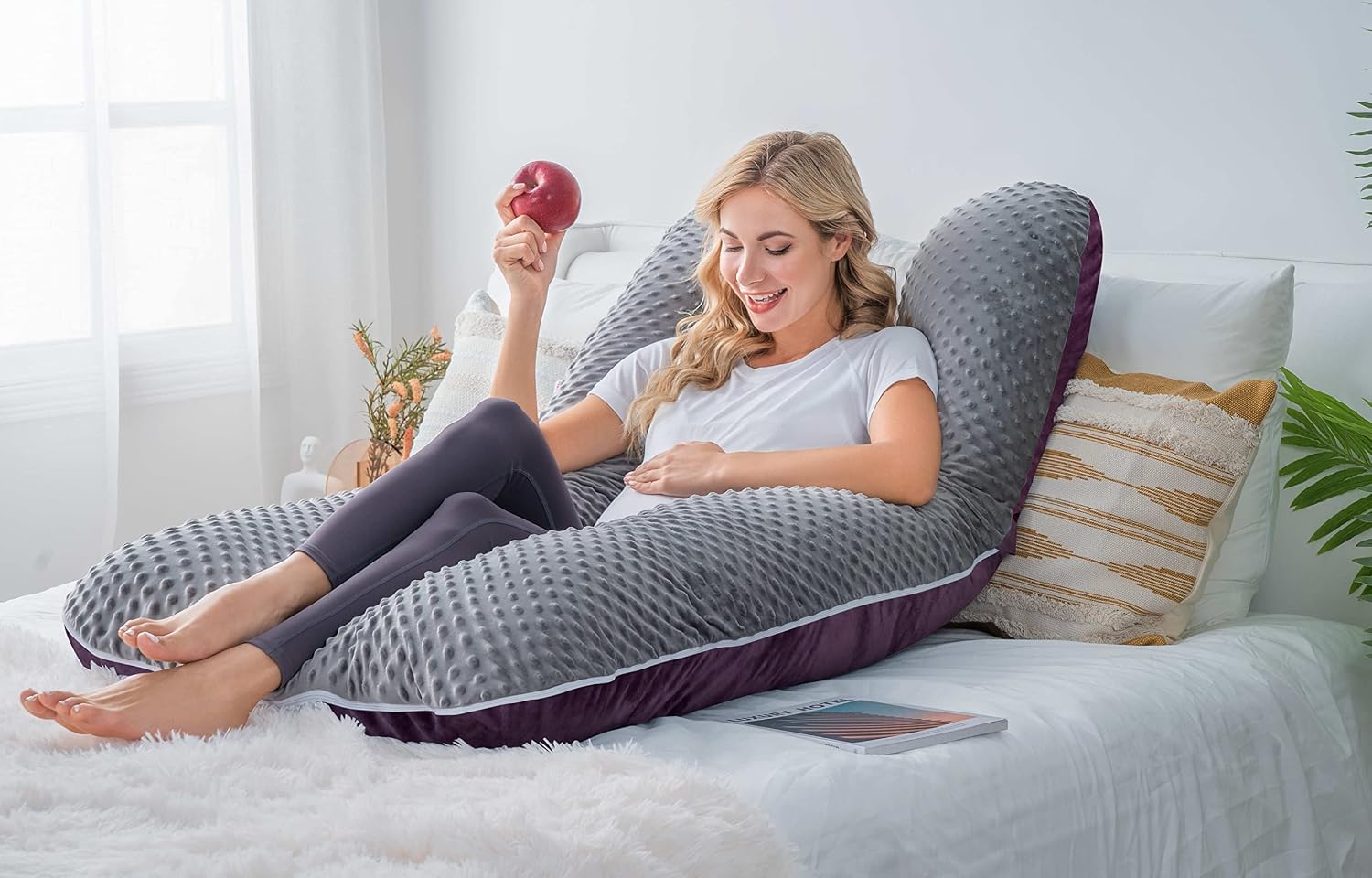Meiz Pregnancy Pillow, Pregnancy Body Pillow, Pregnancy Pillows for Sleeping, Maternity Pillow for Pregnant Women with Velvet Cover, Grey &…