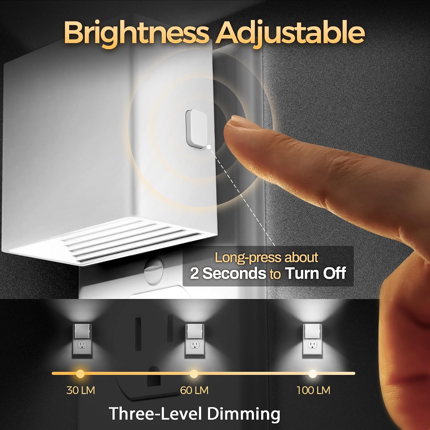 DORESshop LED Night Lights Plug into Wall [2 Pack], Plug in Nightlight, 3 Level Brightness Adjustable Night Light, Dusk to Dawn Sensor…