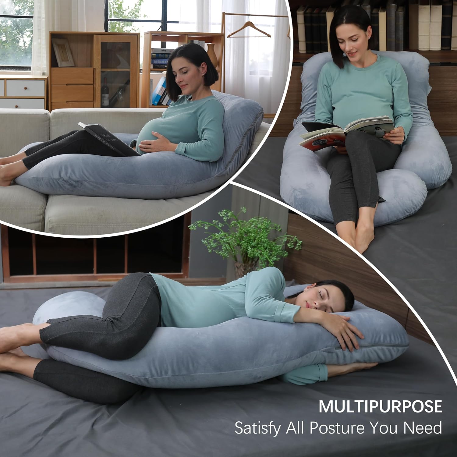 Moonpark MOON PARK Pregnancy Pillows for Sleeping - 57 Inch U Shaped Full Body Maternity Pillow with Removable Cover - Support for Back, Le…