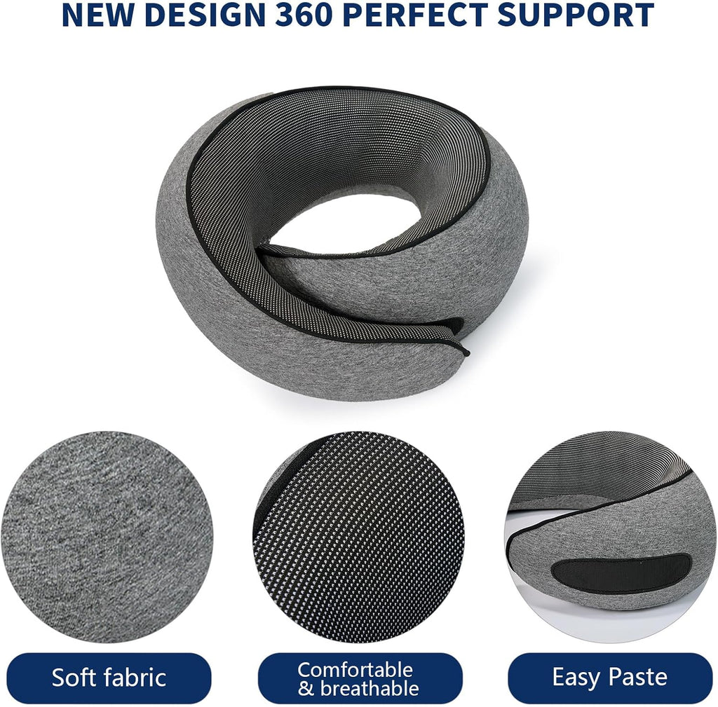 MAX Travel Pillow - High-tech Smart Memory Foam, Breathable Cover Fabric, 360° Ergonomic Support, Easy to Carry in Travel Bag, Ideal…
