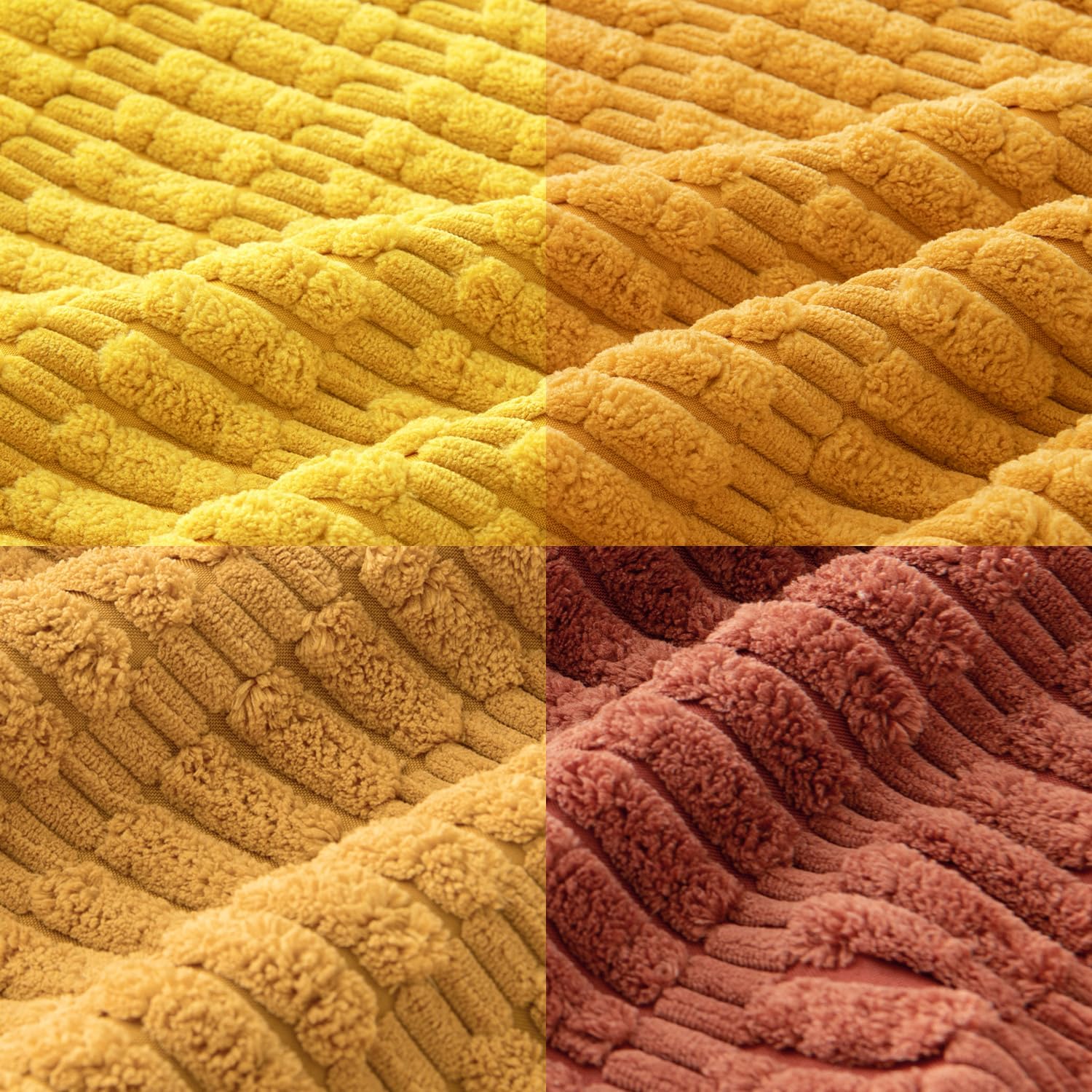 Miulee Pack of 4 Fall Boho Farmhouse Orange Yellow Corduroy Decorative Throw Pillow Covers 18x18 Inch Soft Striped Pillow Covers Modern Rus…
