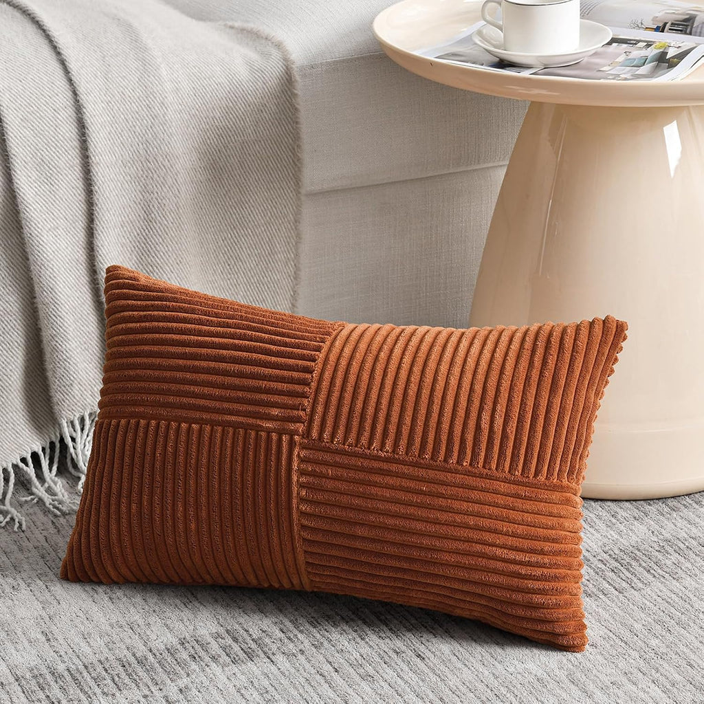 Fancy Homi 2 Packs Rust Lumbar Decorative Throw Pillow Covers 16x32 Inch for Couch Bed Sofa, Rustic Farmhouse Boho Home Decor, Soft…