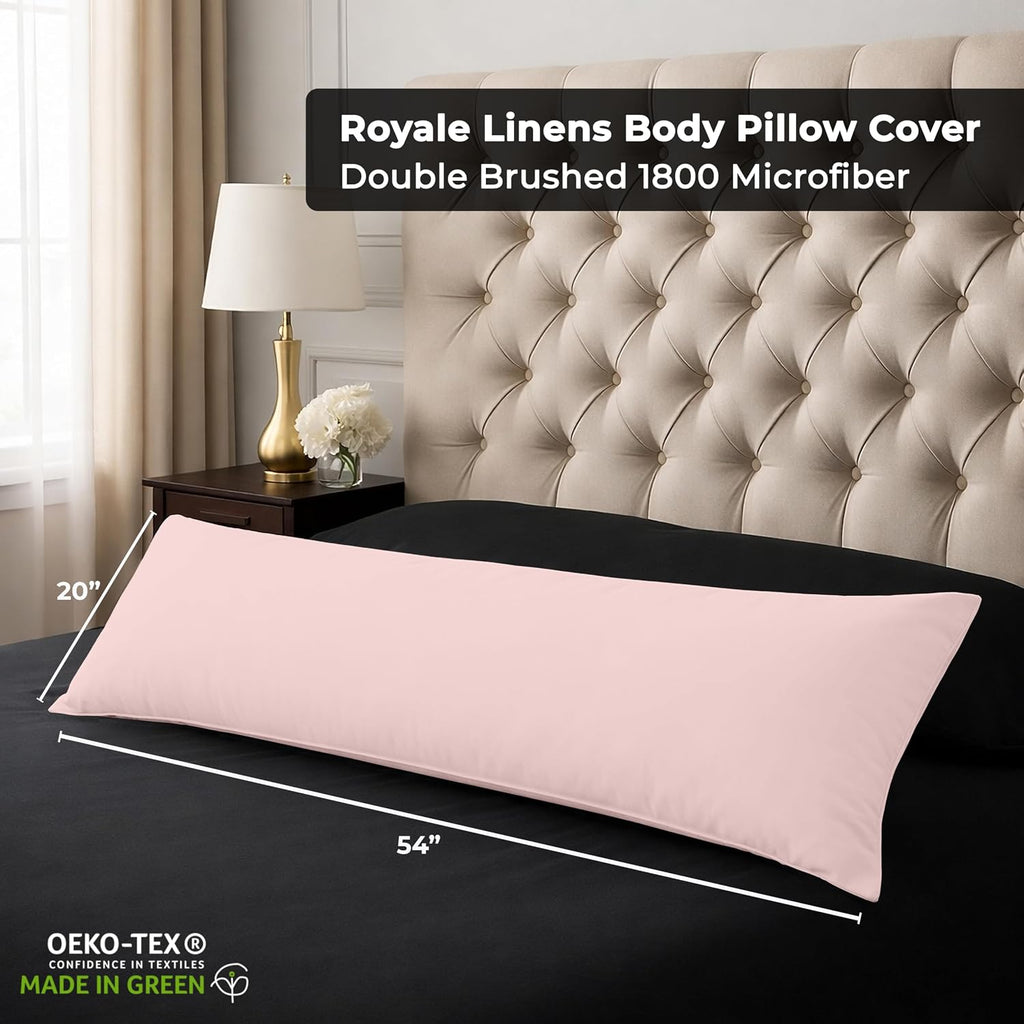 Royalelinens ROYALE LINENS Body Pillow Cover - Double Brushed 1800 Microfiber - 20"x54" with Hidden Zipper Closure - Wrinkle & Fade Resista…