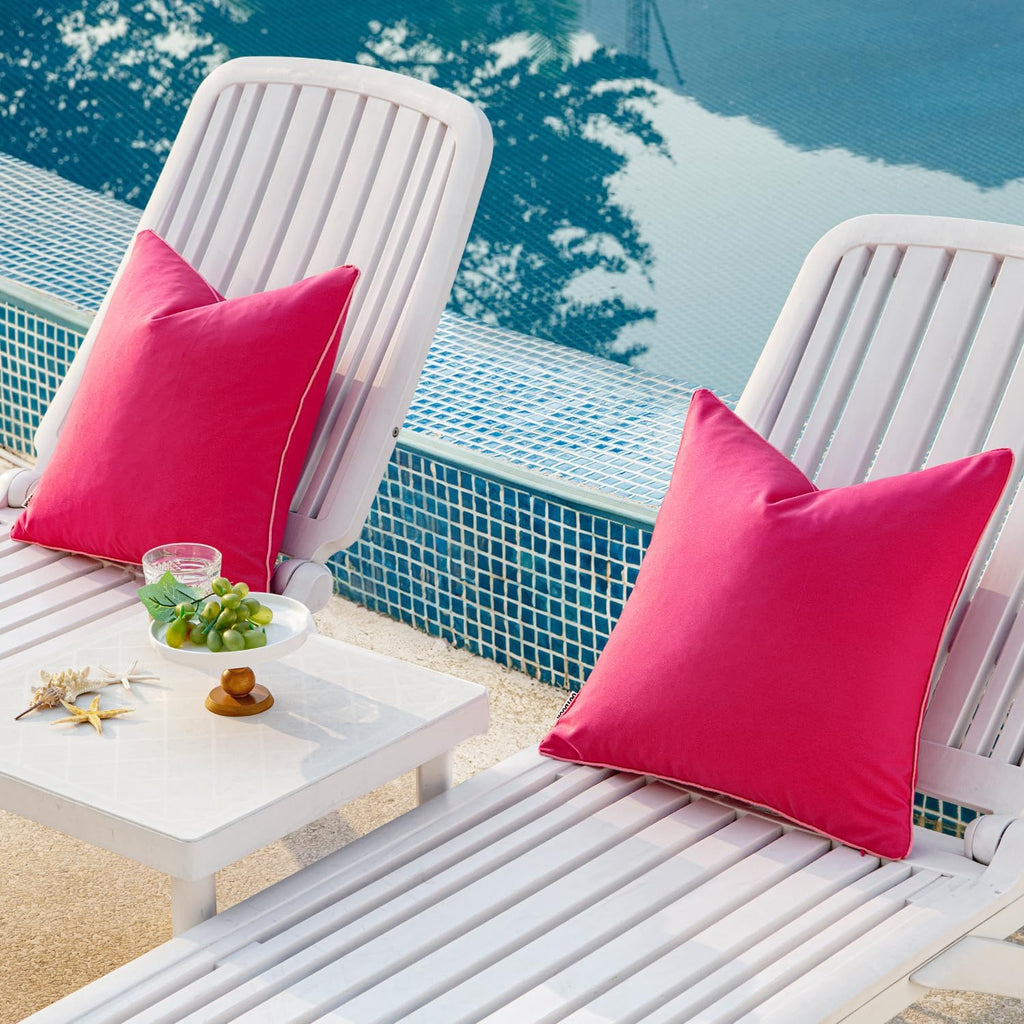 MIULEE Pack of 2 Outdoor Waterproof Throw Pillow Covers Decorative Outdoor Pillowcases Piping Edge Water Resistant Cushion Covers for…