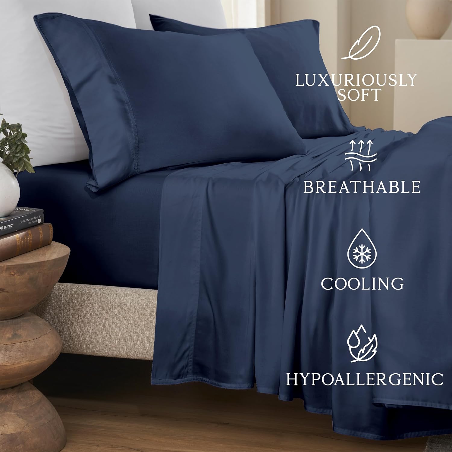 KARISSA MAE 6 Piece Pure Viscose from Bamboo King Size Sheet Set | 100% FSC Certified | Luxuriously Soft | Cooling | 18" Deep Pocket…