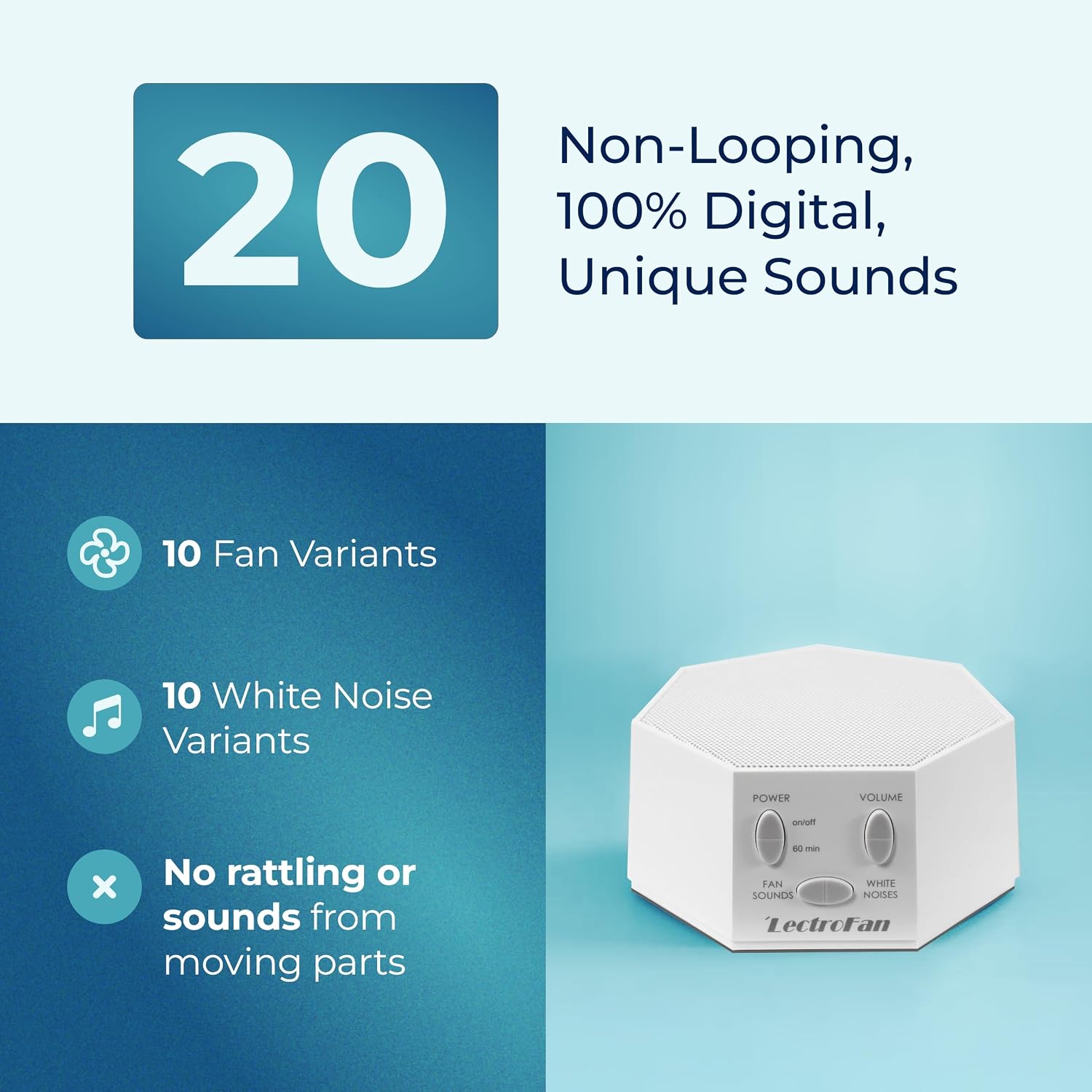 Adaptive Sound Technologies LectroFan Classic - Soothing Sound Machine for Sleep - Built-in Sleep Timer - Compact Design - Non-Looping…