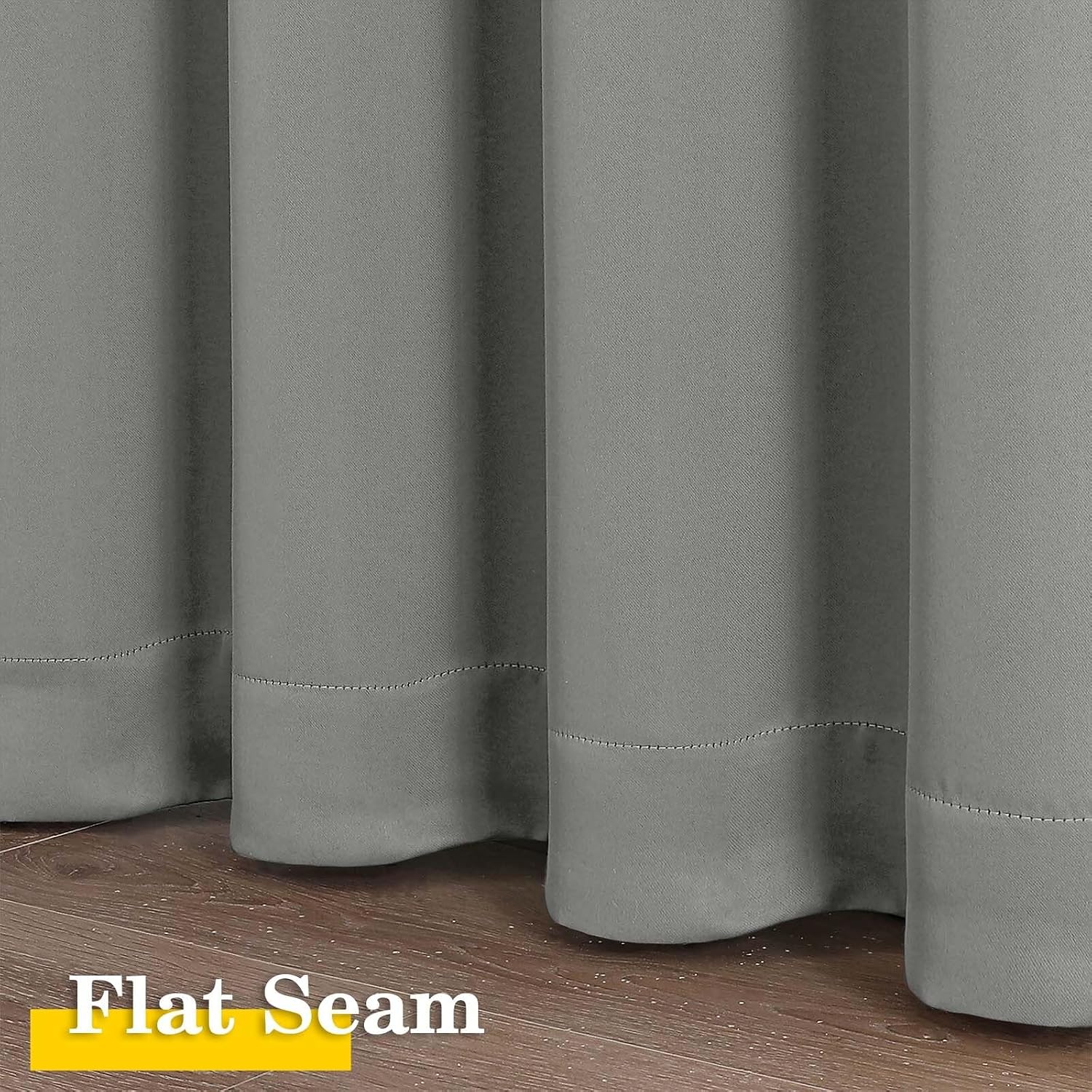 WelvetBLK Light Grey Room Darkening Curtains for Bedroom Living Room 45 Inch Length 2 Panels Set, Soft Solid Thermal Insulated Rod Pocket S…