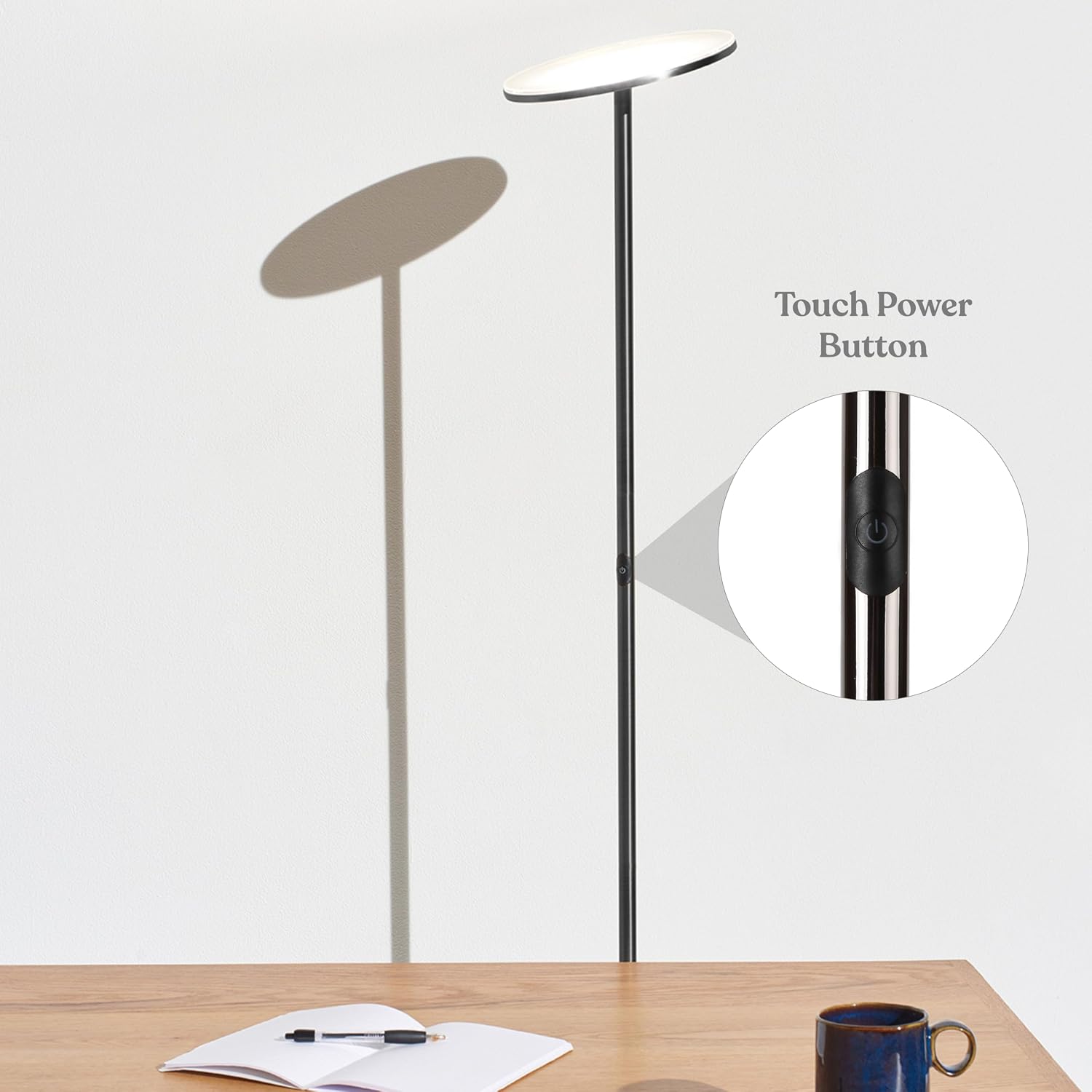 Brightech Sky LED Floor lamp, Torchiere Super Bright Floor Lamp for Living Rooms & Offices - Dimmable, Tall Standing Lamp for Bedroom…