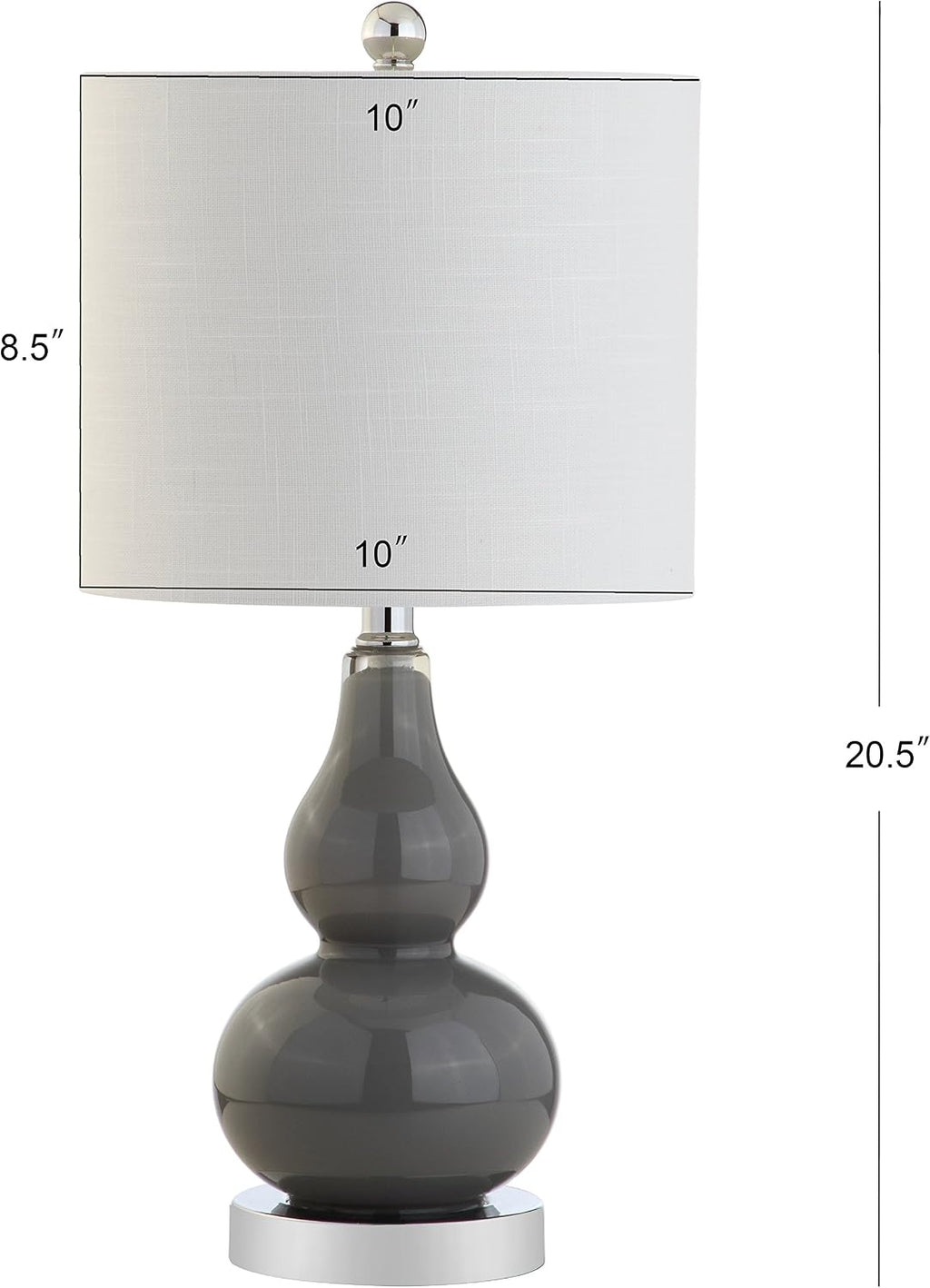 JONATHAN Y 20.5" Gray Glass Table Lamp, Modern Gourd Bedside Nightstand Lamp for Bedroom, Living Room, White Linen Shade, LED Bulb…