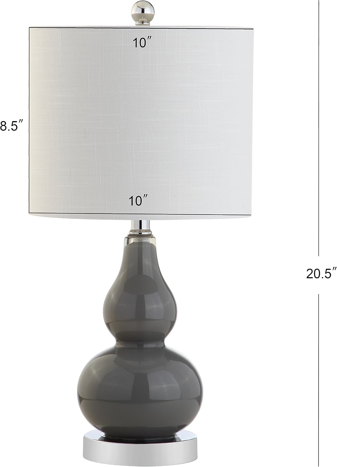 JONATHAN Y 20.5" Gray Glass Table Lamp, Modern Gourd Bedside Nightstand Lamp for Bedroom, Living Room, White Linen Shade, LED Bulb…