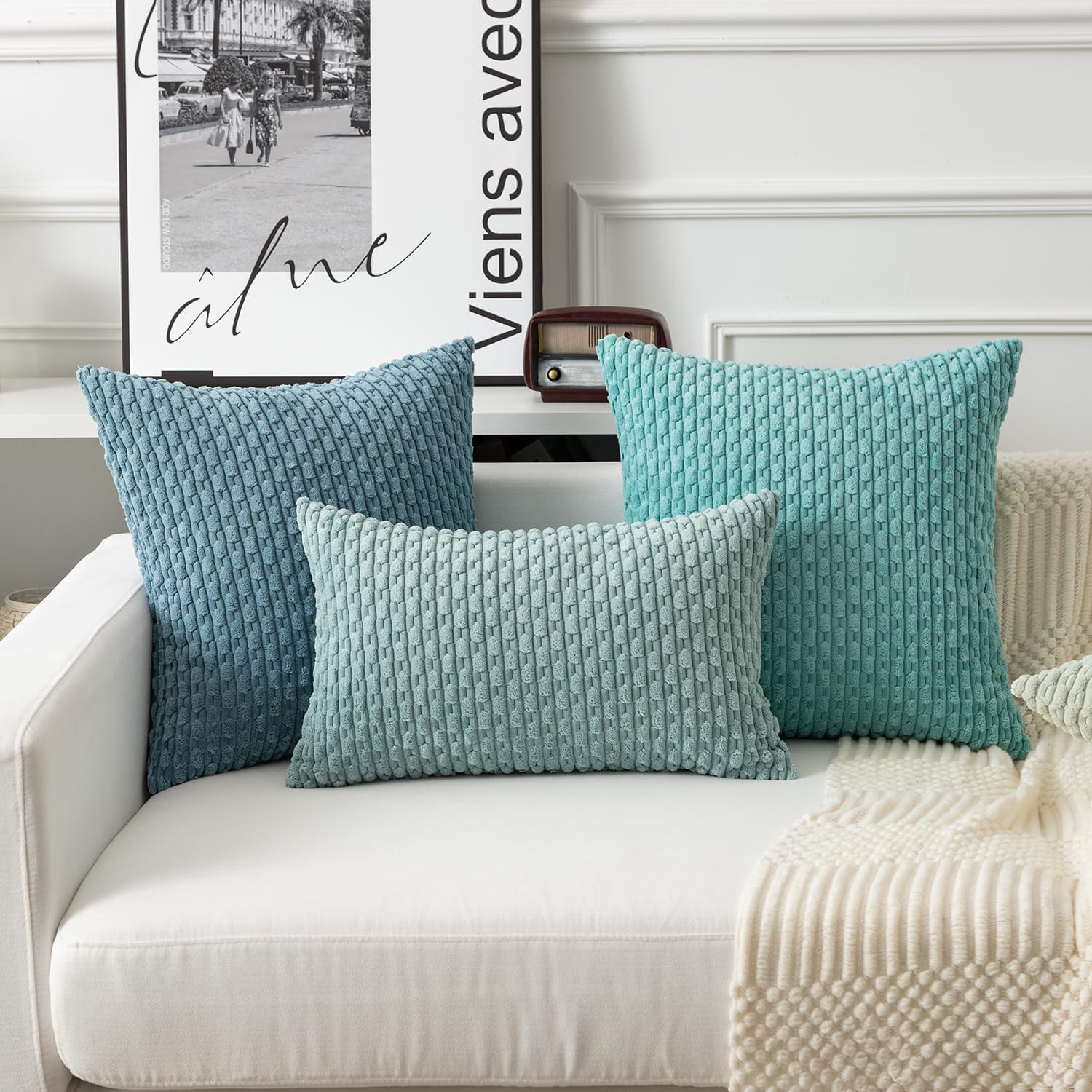 KevinTextile Kevin Textile 14x24 Inch Pillow Cover 1 Pack Boho Decorative Soft Striped Corduroy Lumbar Farmhouse Solid Color Accent Rectang…