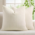 Mecatny Corduroy Summer Decorative Throw Pillow Covers 16x16 Set of 2 for Sofa Living Room, Soft Neutral Boho Couch Pillow Covers for…