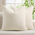 Mecatny Corduroy Summer Decorative Throw Pillow Covers 22x22 Set of 2 for Sofa Living Room, Soft Neutral Boho Couch Pillow Covers for…