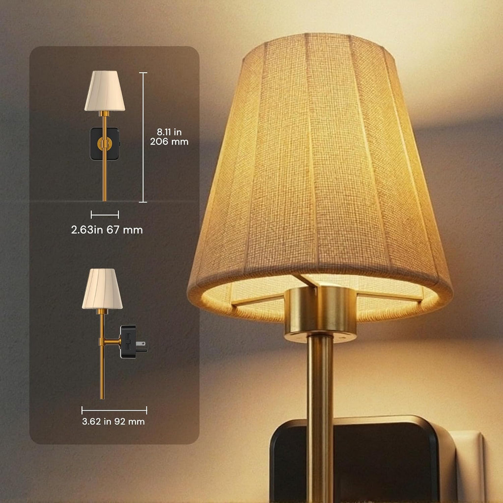 L LOHAS LED Night Lights Plug into Wall, 2 Pack Pleated Fabric Cover Night Light, Dusk to Dawn Sensor Vintage Nightlight, 0-100LM…