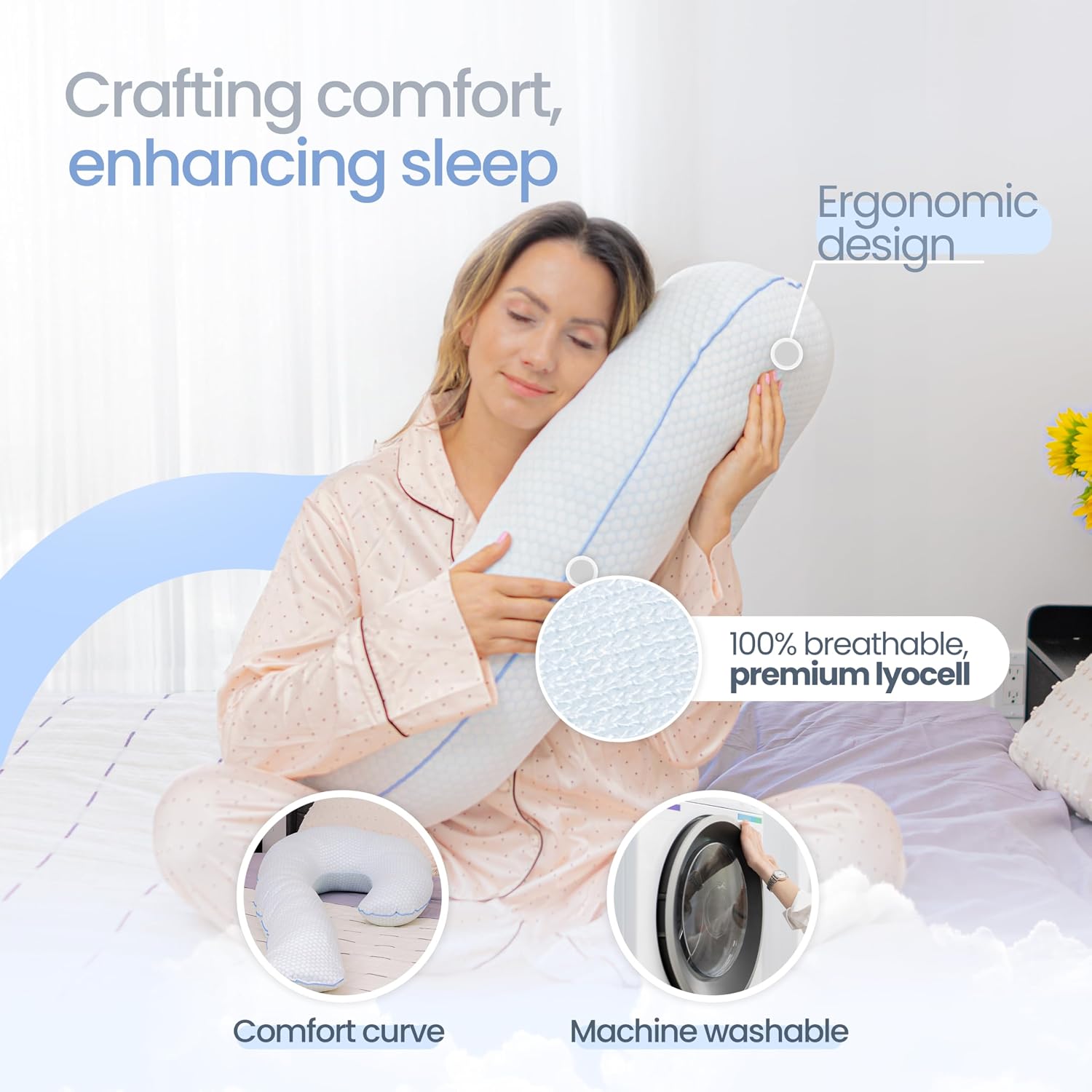 Contour Swan Body Pillow w/Pillowcase Cool XL - As Seen on TV
