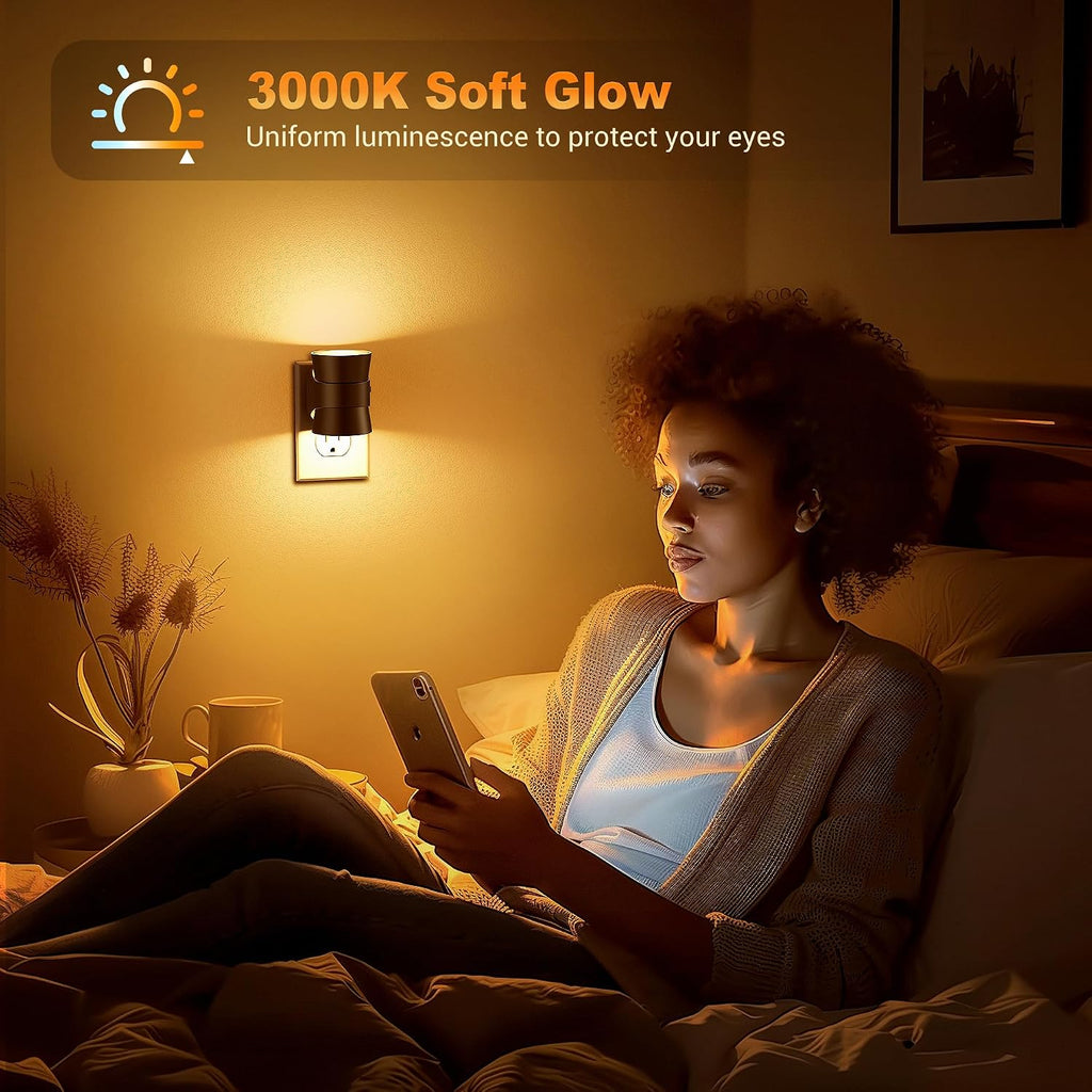JandCase Night Light, Night Lights Plug Into Wall with 3 Color Temperatures, 2 Pack Dusk to Dawn Sensor Dimmable Nightlight, 3CCT…