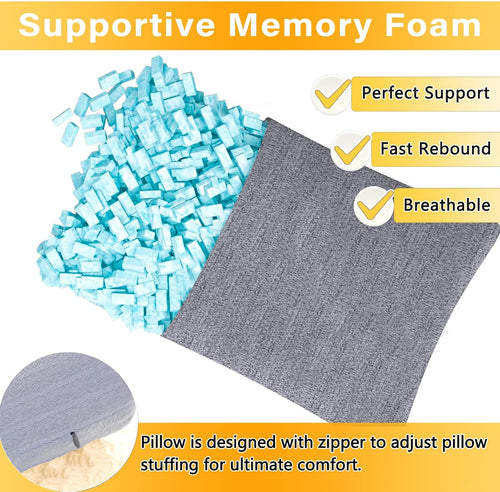1 MIDDLE ONE 2 Pack Small Pillow, Cooling Memory Foam Mini Pillow 11 X 7 Inches for Sleeping, Travel, Neck, Knee Support, Tiny Cushion…