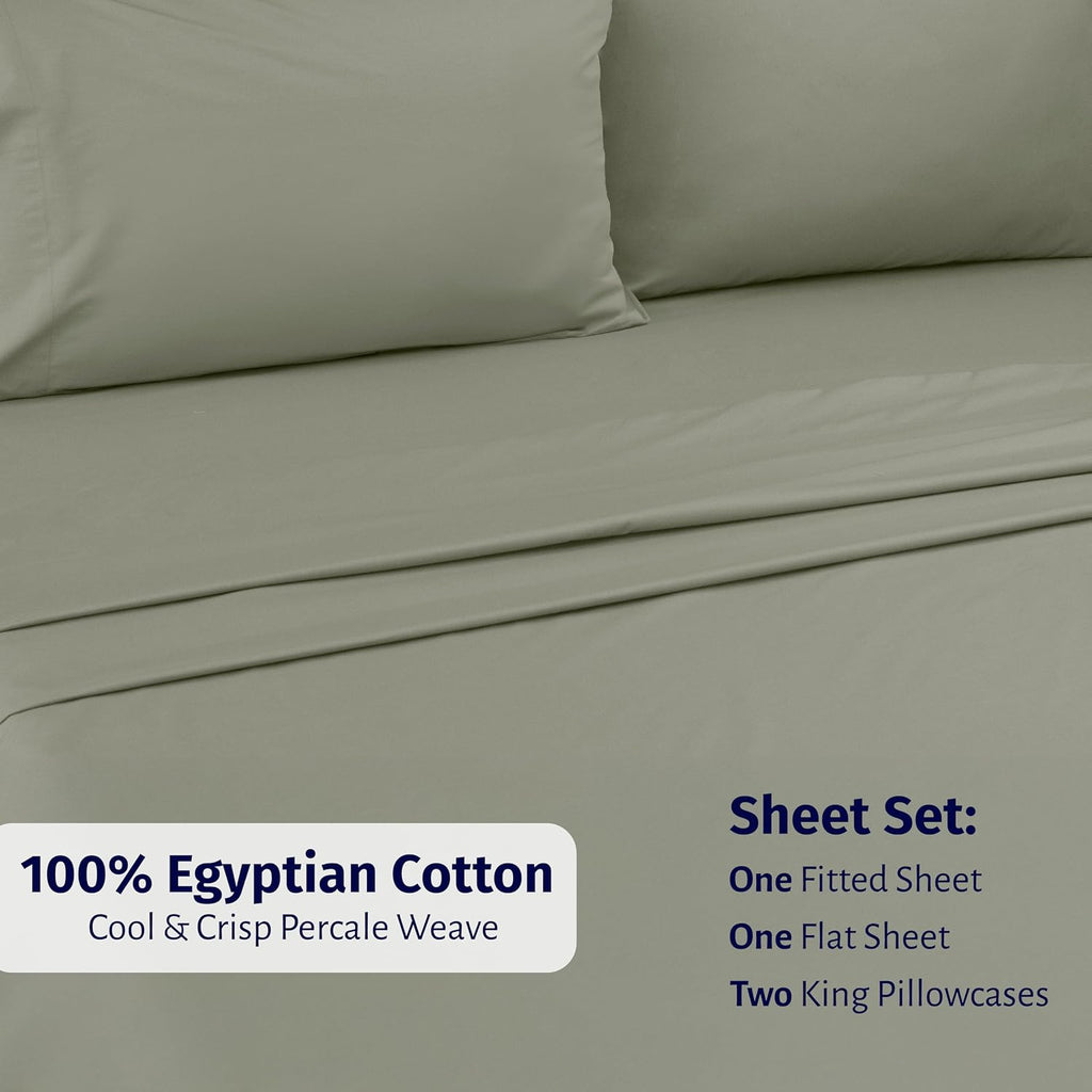 CaliforniaDesignDen California Design Den Cal King Bed Sheets Set - Certified 100% Egyptian Cotton Percale Sheets California King Size, Lig…