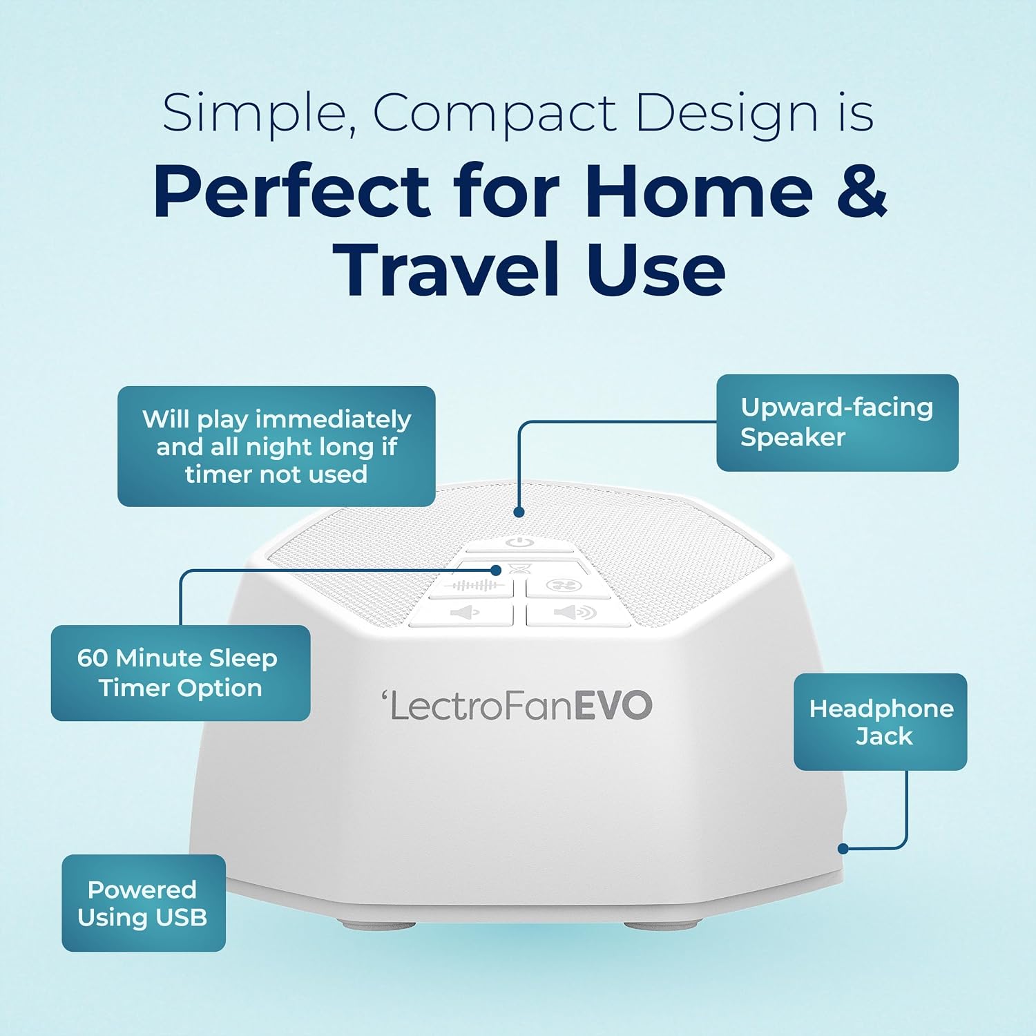 Adaptive Sound Technologies LectroFan EVO - Non-Looping Sound Machine for Sleep - Soothing Noise - Convenient Sleep Timer - Lightweight…