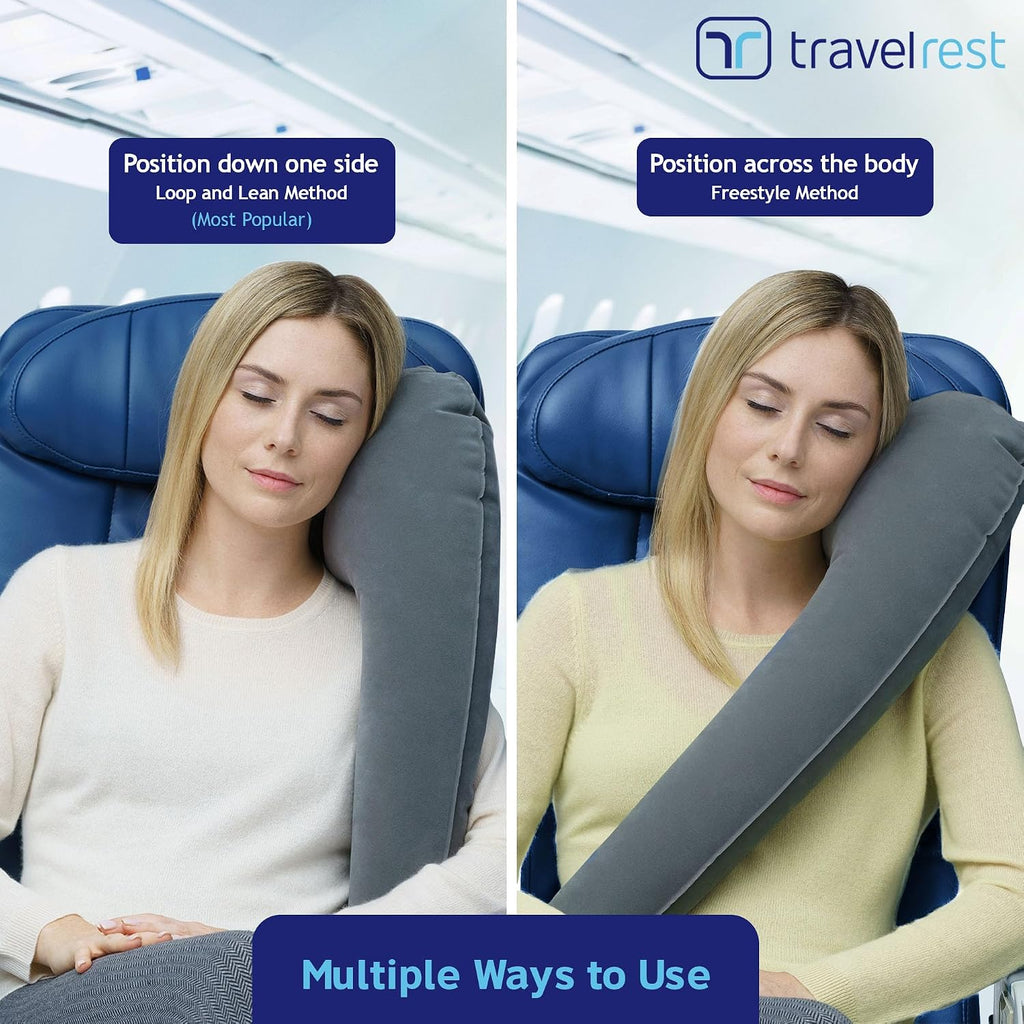 TRAVELREST Ultimate Inflatable Neck Support & Body Pillow - Airplane Pillow for Long Flight Comfort, Travel Essentials, Sleeping…
