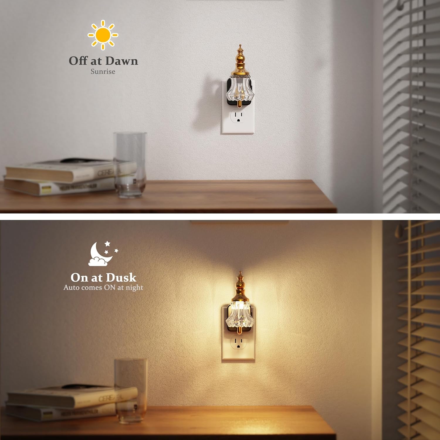JandCase Night Light, Night Lights Plug into Wall, 2 Pack Glass Flower LED Nightlight, 0-100 LM Dimmable Nightlights, Dusk to Dawn…