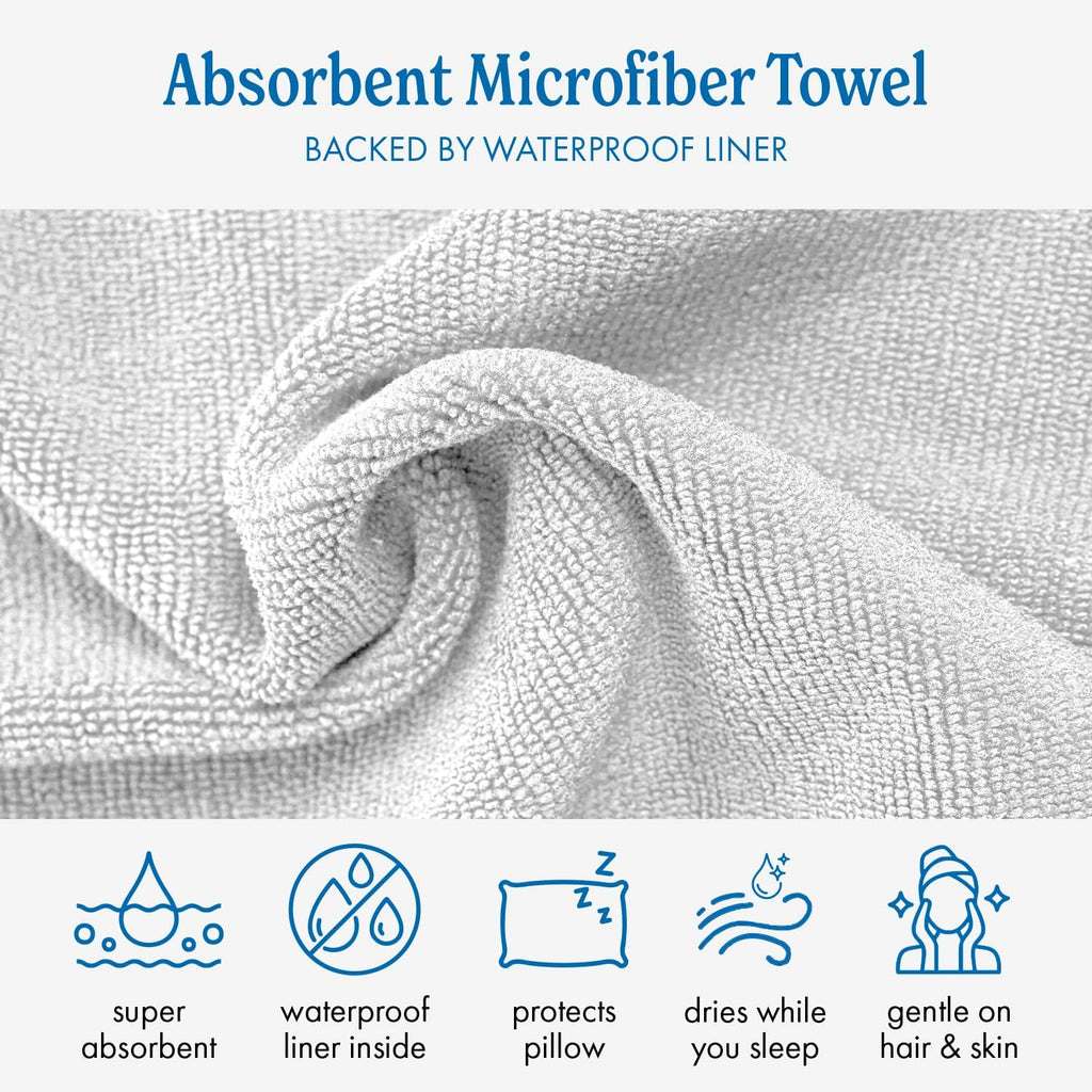 DryZzz Waterproof Pillow Protector Cooling Pillow Case 29"x19" 1pc Silver Standard Size, Absorbent Towel Pillowcase Dual-Sided Satin & Micr…