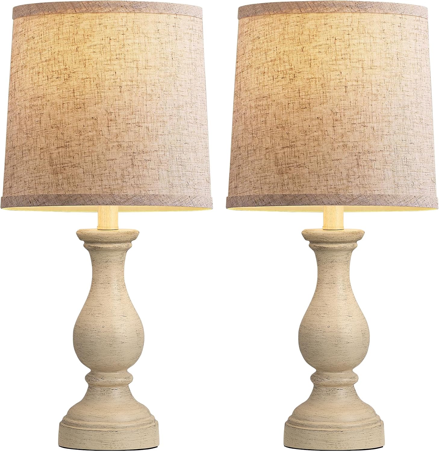 Seealle Farmhouse Table Lamps Set of 2 - Rustic Lamp for Bedroom Living Room, 22" Boho Bedside Lamps for Night Stands End Table Office…