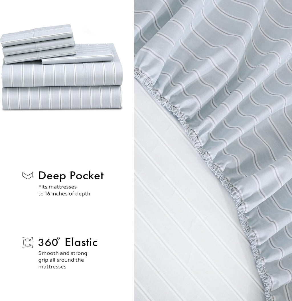 Ruvanti 100% Cotton Percale Sheets Full Size 6 Piece Set, Cooling Bed Sheets for Hot Sleepers, Deep Pocket 16”, Breathable Lightweight & Du…