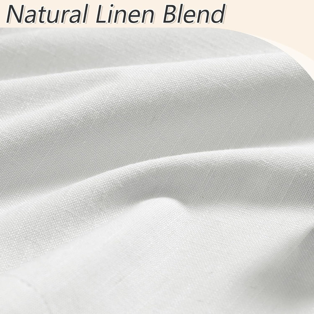 Guken White 100% Blackout Linen Curtains 52 Inch Wide by 70 Inch for Living Room Bedroom Back Tab Thermal Insulated Black Out Linen 2 Drape…